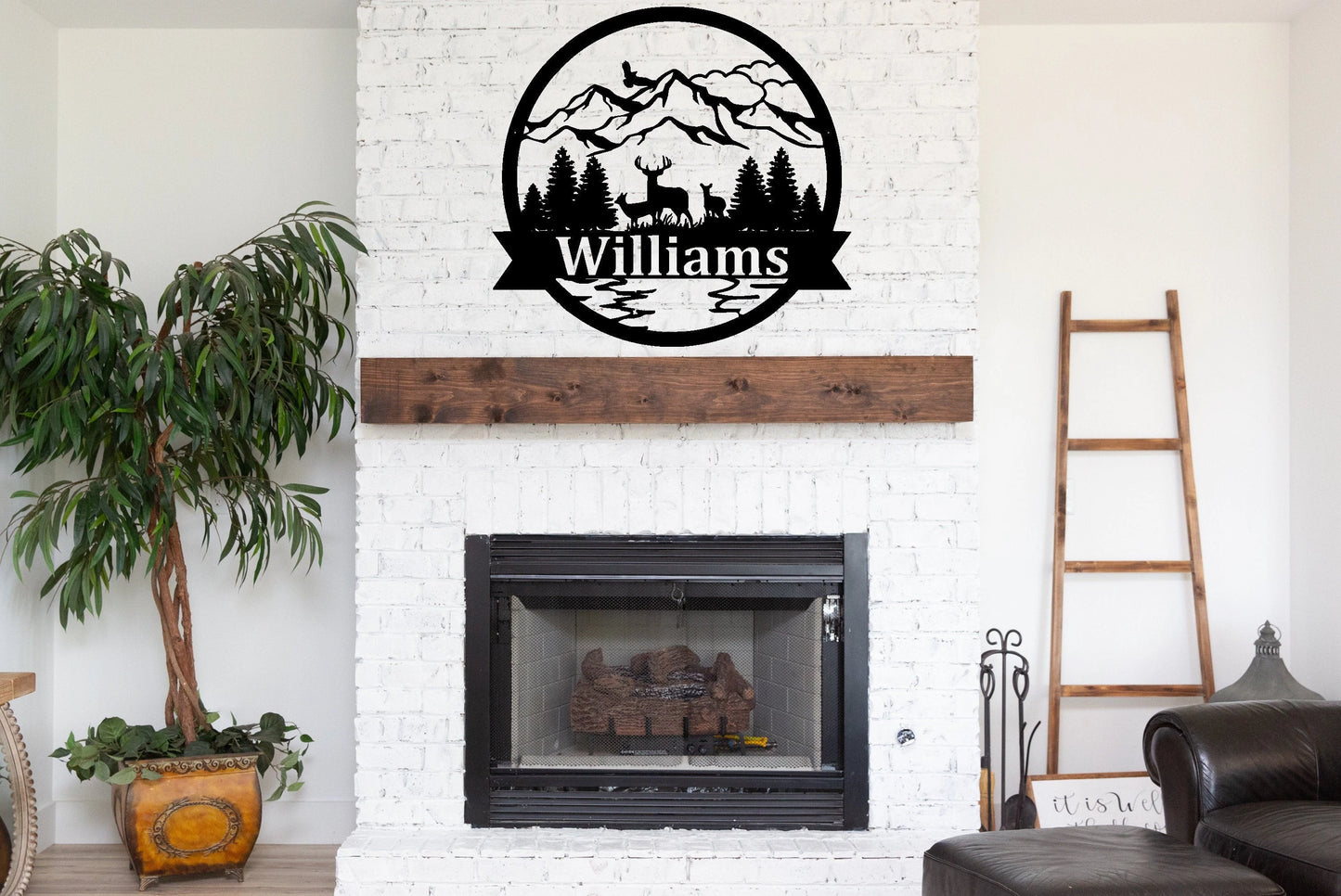 Personalized Deer Scene Monogram, Cut Metal Sign, Wall Metal Art Laser Cut Metal Signs Custom Gift Ideas