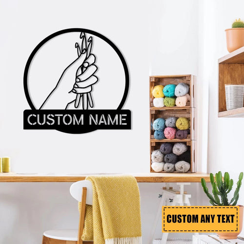 Personalized Crochet Knitting Metal Sign, Wedding, Anniversary Gift For Her, Mother, Grandma, Metal Laser Cut Metal Signs Custom Gift Ideas