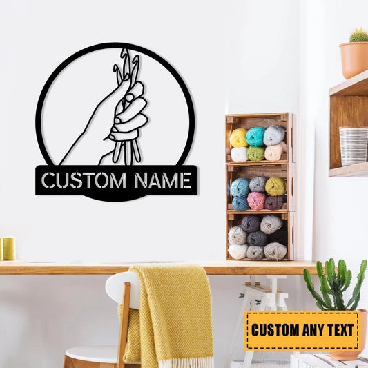 Personalized Crochet Knitting Metal Sign, Wedding, Anniversary Gift For Her, Mother, Grandma, Metal Laser - wedding detail