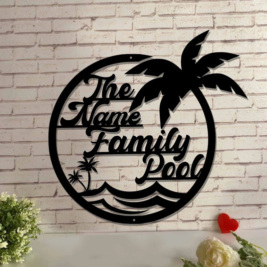 Personalized Family Pool Metal Sign, Swimming Pool Sign, Pool Bar Sign, Metal Pool Sign, Pool House Drink - metal sign