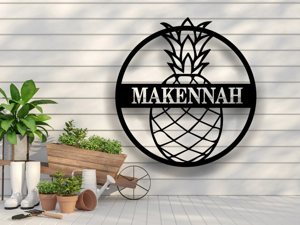Personalized Pineapple Metal Sign, Housewarming Gift Personalized Metal Sign, Custom Metal Decor, Pineapple House Sign, Wall Art, Signs Laser Cut Metal Signs Custom Gift Ideas