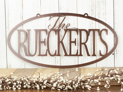 Custom Family Last Name Metal Sign, Metal Wall Art, Outdoor Sign, Custom Name Sign, Custom Sign, Personalized Sign, Oval, Laser Cut Metal Signs Custom Gift Ideas