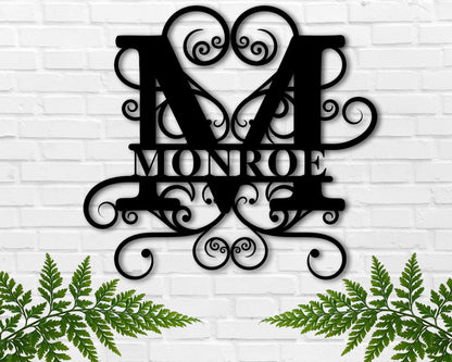 Metal Monogram Sign, Last Name Sign, Family Name Sign, Housewarming Gift, Metal Wall Art, Door Hanger, Wedding Gift, Personalized Sign, Sign Laser Cut Metal Signs Custom Gift Ideas