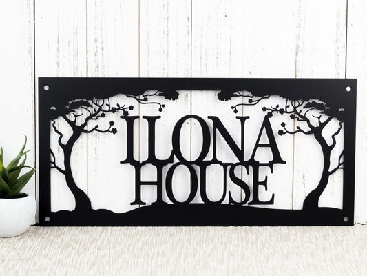 Custom Metal Sign Outdoor With Family Name For Lake House Decor With A Cherry Tree, Personalized Cabin - metal sign