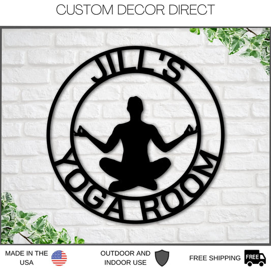 Custom Yoga Metal Sign, Personalized Yoga Sign, Yoga Studio Decor, Gift For Yogi, Yoga Room Name Sign - metal sign