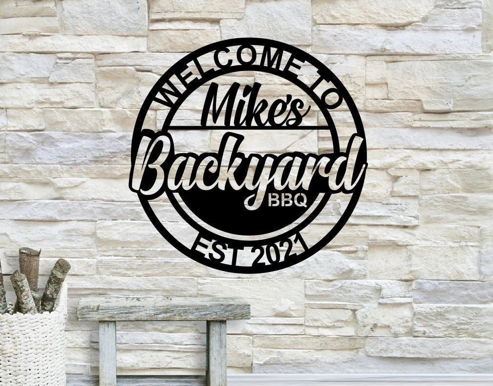 Personalized Backyard Bbq Metal Sign, Outdoor Wall Decor, Metal Wall Decor, Bbq Decor, Personalized Home Decor, Metal Wall Art, Laser Cut Metal Signs Custom Gift Ideas