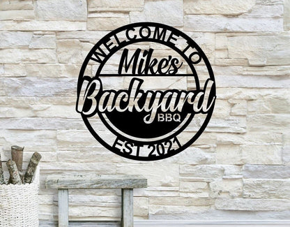 Personalized Backyard Bbq Metal Sign, Outdoor Wall Decor, Metal Wall Decor, Bbq Decor, Personalized Home Decor, Metal Wall Art, Laser Cut Metal Signs Custom Gift Ideas