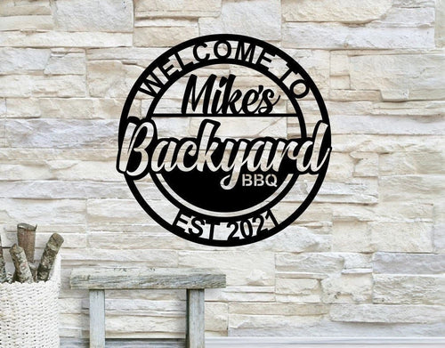 Personalized Backyard Bbq Metal Sign, Outdoor Wall Decor, Metal Wall Decor, Bbq Decor, Personalized Home Decor, Metal Wall Art, Laser Cut Metal Signs Custom Gift Ideas