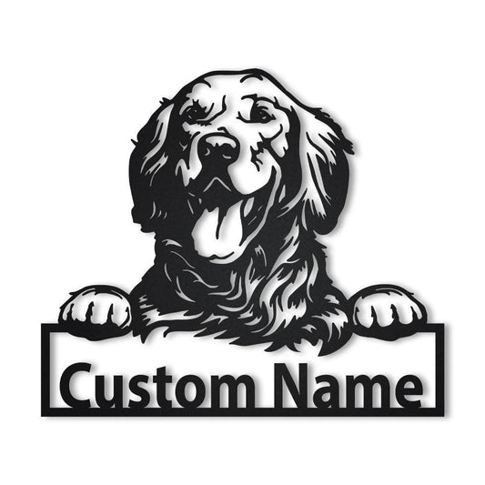 Personalized Golden Retriever Metal Sign Art, Golden Retriever Metal Sign, Golden Retriever Gifts Funny - metal sign