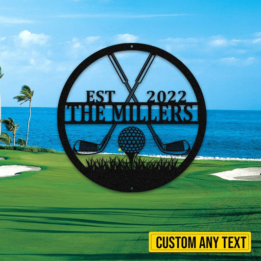 Customized Name Date Golf Metal Art, Golfing Gift For Him Laser Cut Metal Signs Custom Gift Ideas - 8 inches - metal sign