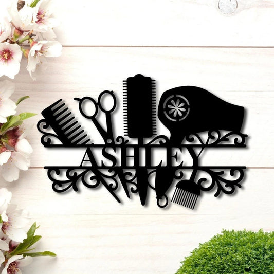 Hair Stylist Salon Lovers Personalized Metal Sign - 8 inches - metal sign
