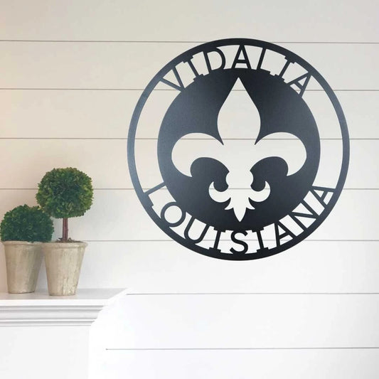 Personalized Fleur De Lis Ring Monogram Laser Cut Metal Sign Custom Fluer De Lis Accent Sign - 8 inches - metal sign