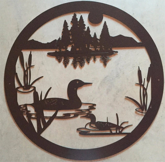 Metal Sign Lake Scene 32in Black Powder Coat Metal House Sign - 8 inches - metal sign