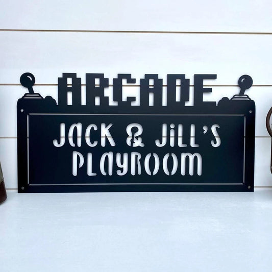 Custom Arcade Sign Game Room Decor Cut Metal Sign Metal House Sign - 8 inches - metal sign