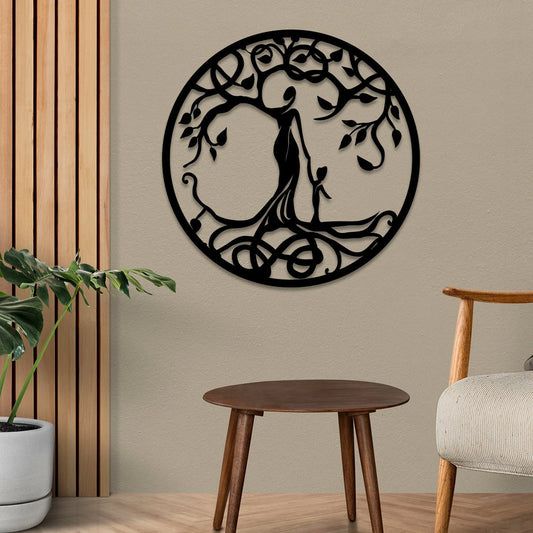 Mother And Child Tree Of Life Metal Sign, Home Decoration Laser Cut Metal Signs Custom Gift Ideas - 8 inches - metal sign