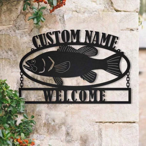 Personalized Big Fish Welcome Sign Metal Wall Art, Cut Metal Sign, Metal Wall Art, Metal House Sign, Metal Laser Cut Metal Signs Custom Gift Ideas