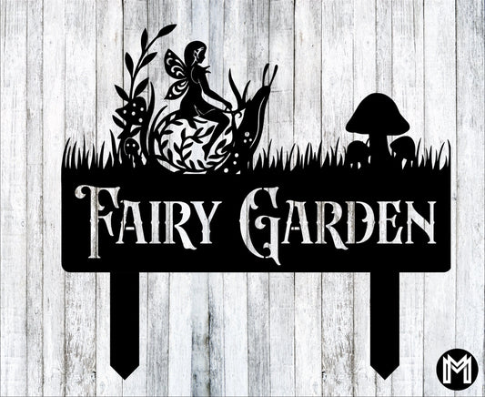 Fairy Garden Sign Post Metal Garden Sign, Cut Metal Sign, Wall Metal Art Laser Cut Metal Signs Custom Gift Ideas - 8 inches - metal sign