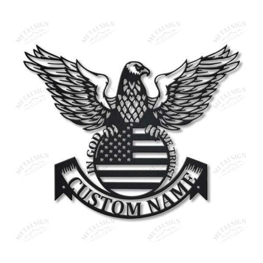 Eagle American Flag Personalized Metal Wall Decor, Cut Metal Sign, Metal Wall Art, Metal House Sign Laser - metal sign