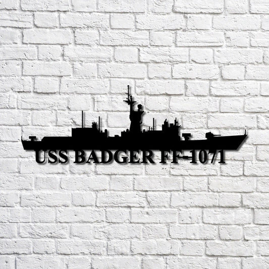 Uss Badger Ff1071 V2 Navy Ship Metal Art, Custom Us Navy Ship Cut Metal Sign, Gift For Navy Veteran, Navy - metal sign