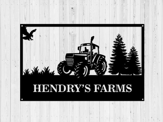 Tractor Metal Sign, Metal Farm Sign, Personalized Name Sign, Custom Metal Sign, Farmhouse Decor, Gifting - metal sign