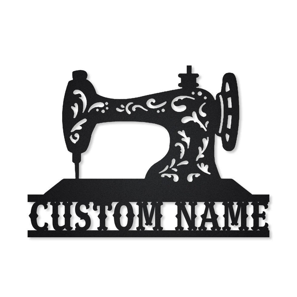 Sewing Machine Monogram Metal Sign Art, Quilting Metal Wall Art, Sewing Machine Antler Decor, Housewarming Outdoor Metal Sign Laser Cut Metal Signs Custom Gift Ideas