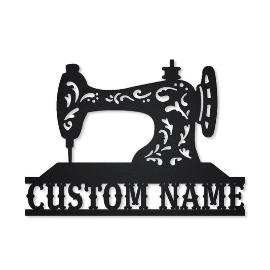 Sewing Machine Monogram Metal Sign Art, Quilting Metal Wall Art, Sewing Machine Antler Decor - metal sign