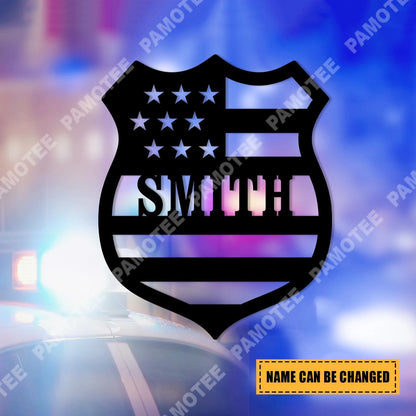 Customized Sheriff Badge American Flag Metal Art, Police Housewarming Wall Decor, Metal Laser Cut Metal Signs Custom Gift Ideas