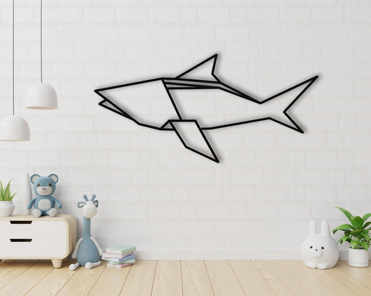 Geometric Shark Metal Shark Sign Sign For Kids Room Nursery Sign Animal Beach House Decor - 8 inches - metal sign
