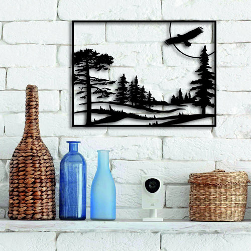 Forest & Eagle Metal Wall Decor Wall Hanging Large Metal Wall Sign Office Minimalist Housewarming Gift
