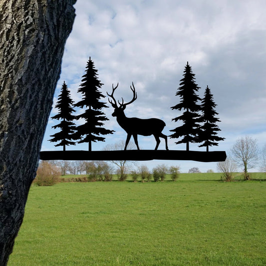 Deer, Whitetailed Deer Metal Tree Stake, Forrest Metal Sign Laser Cut Metal Signs Custom Gift Ideas - 8 inches - metal sign