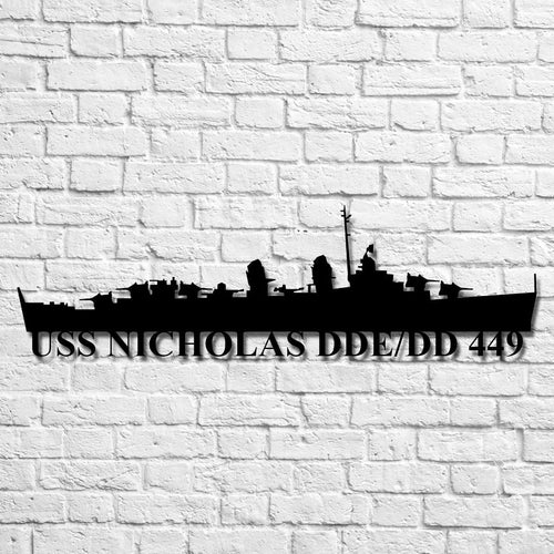 Uss Nicholas Dde dd 449 Navy Ship Metal Art, Gift For Navy Veteran, Navy Ships Silhouette Metal Art, Navy Home Decor Laser Cut Metal Signs Custom Gift Ideas