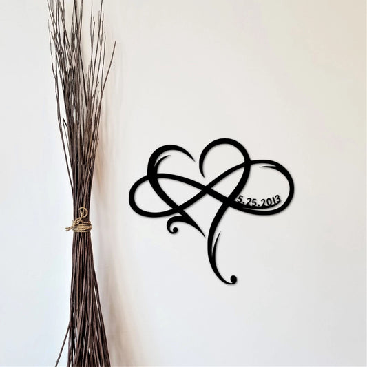 Personalized Infinity Heart Sign With Custom Wedding Date, Metal Wall Decor, Wedding Gift For Couple - wedding detail