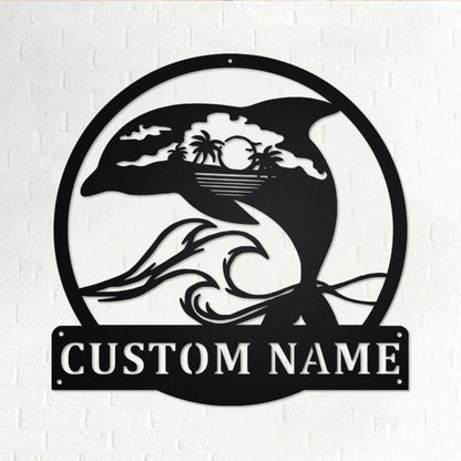 Personalized Dolphin Metal Sign, Dolphin Metal Wall Art, Dolphin Metal Wall Decor, Dolphin Lover Gift, Custom Beach Theme Dolphin, Metal Laser Cut Metal Signs Custom Gift Ideas