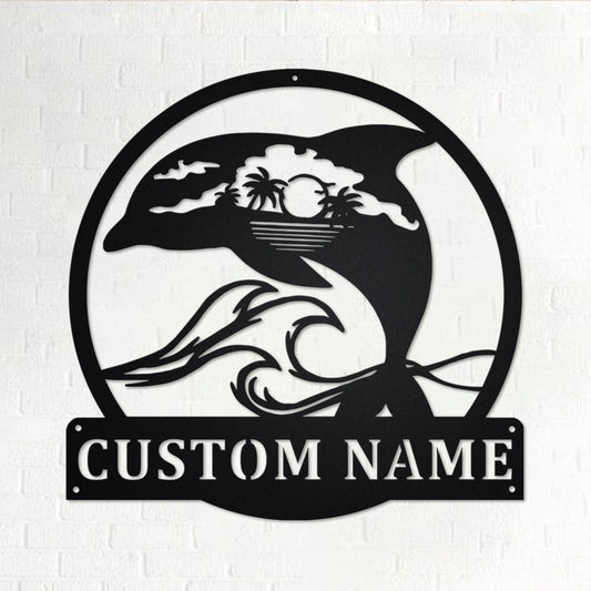 Personalized Dolphin Metal Sign, Dolphin Metal Wall Art, Dolphin Metal Wall Decor, Dolphin Lover Gift - metal sign