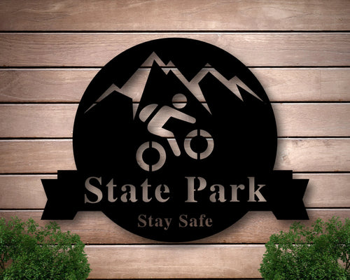Mountain Bike Sign, Family Name Metal Sign, Welcome Sign, Custom Last Name Sign, Personalized Metal Wall Decor, Custom Living Room Decor, Laser Cut Metal Signs Custom Gift Ideas