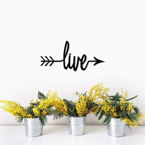 Live Arrow Sign Metal Word With Arrow Metal Wall Decor Arrow Sign Steel Script Words For The Wall Arrow Decor