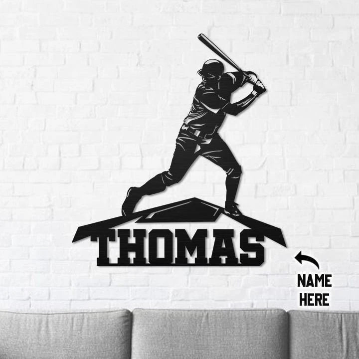 Personalized Baseball Batter Player Metal Sign, Metal Wall, Gift For Baseball Player, , Wall Decor, Sign For House, Laser Cut Metal Signs Custom Gift Ideas