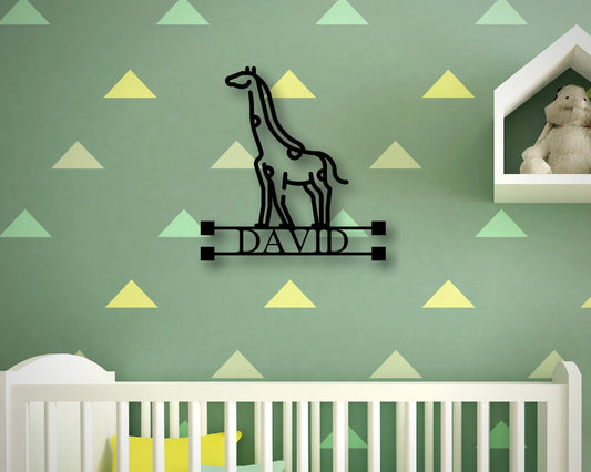Personalized Giraffe Decoration With Name,giraffe Sign,custom Metal Last Name Sign,family Name Sign,door - metal sign