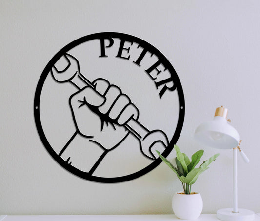 Personalized Garage Metal Monogram, Customized Workshop Metal Wall Sign, Custom Gift Workshop Gift Decor - metal sign