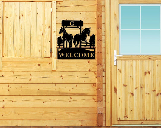 Horse Welcome Sign, Personalized Welcome Sign, Welcome Sign, Front Door Welcome Sign, Welcome Sign Front - metal sign