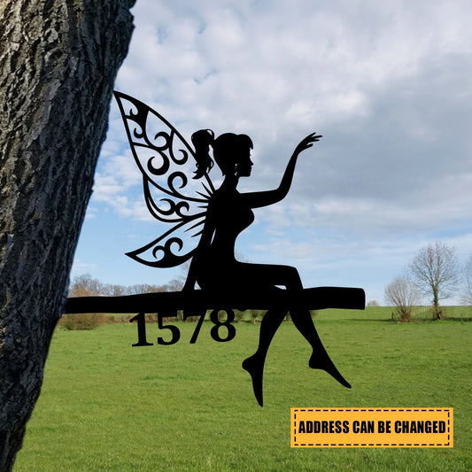Customized Address Fairy Metal Tree Stake, Metal Christmas Decoration Laser Cut Metal Signs Custom Gift Ideas - 8 inches - metal sign