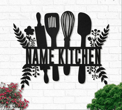 Baking tools flower personalized name baking lover Metal House Sign Laser Cut Metal Signs Custom Gift Ideas