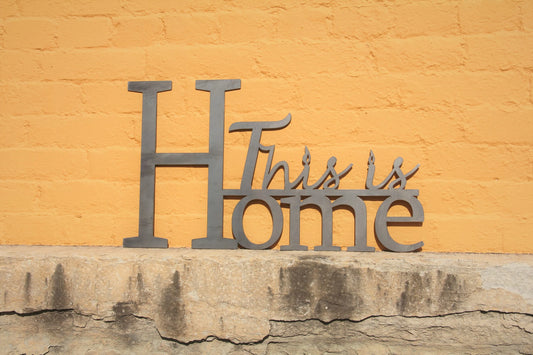 Metal Word Sign This Is Home Christmas Gift - 8 inches - metal sign
