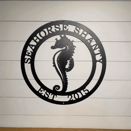 Seahorse Marine Life Sign Cut Metal Sign Metal House Sign - 8 inches - metal sign