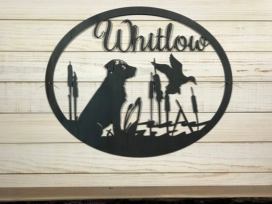 Personalized Large Metal Dog And Duck Hunting Scene Welcome Sign 36 Inch Rustic Metal Decor Laser Cut Metal Signs Custom Gift Ideas - 8 inches - metal sign