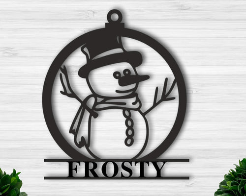 Personalized Snowman Door Ornament Custom Christmas Name Sign Custom Snowman Personalized Wall Sign