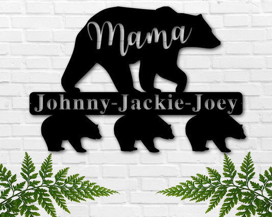 Personalized Mothers Day Gift, Mama Bear Metal Sign, Mom Sign, Gift For Mom, Mother's Day, Kids Name - metal sign