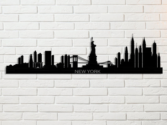 New York City Silhouette Metal Wall Art, New York Skyline Metal Wall Decor, Home Living Room Decoration - metal sign