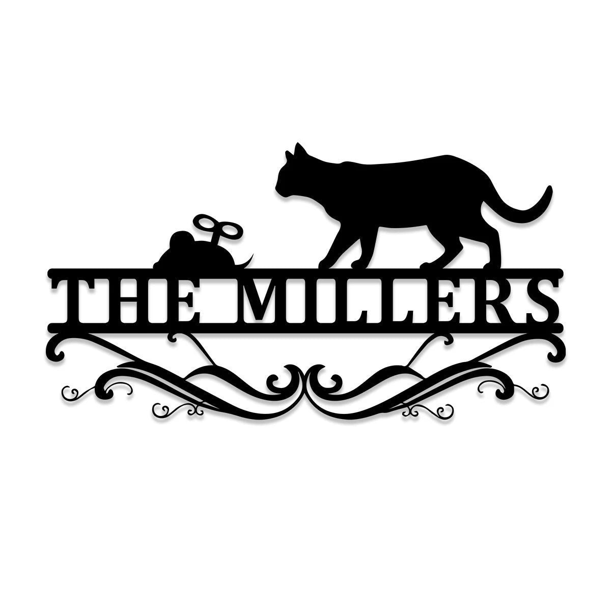 Cat Chasing Mouse Metal Sign, Custom Housewarming Metal Art, Metal Laser Cut Metal Signs Custom Gift Ideas