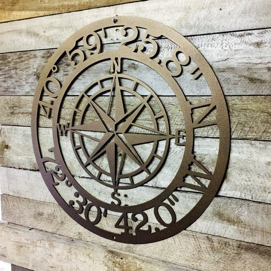 Gps Coordinates Sign Nautical Compass Latitude Longitude Custom Metal Sign Address Sign Exclusive Design Of Hsa - 8 inches - metal sign
